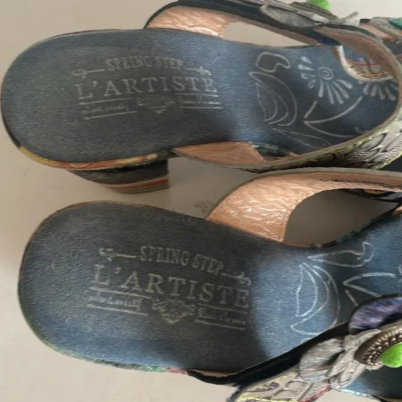 Spring Step Colorful Floral Heeled Sandals - Picture 4 of 10